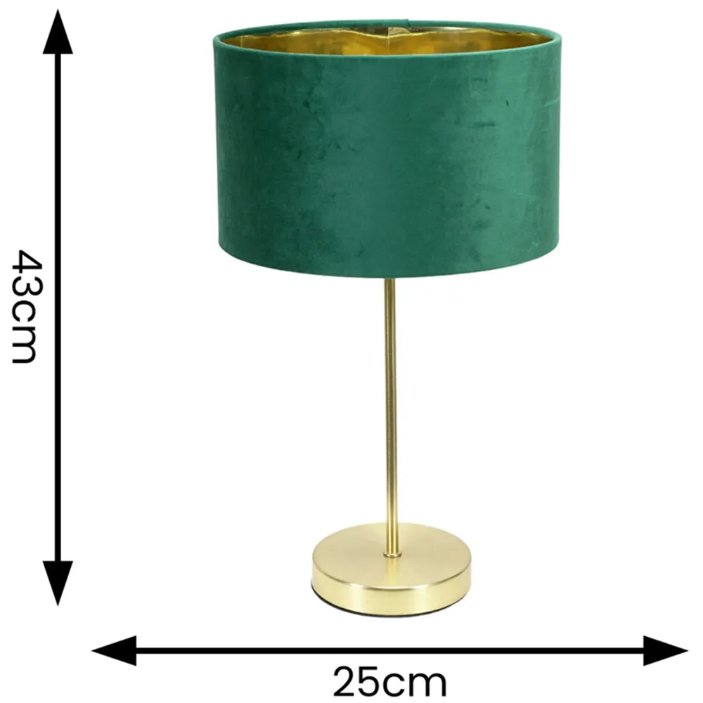 Charlie Table Lamp with Drum Shade - Gold, Velvet