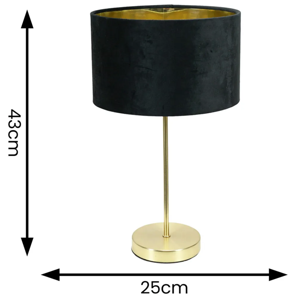 Charlie Table Lamp with Drum Shade - Gold, Velvet