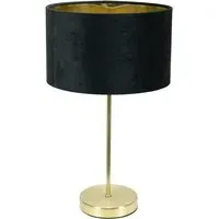 Charlie Table Lamp with Drum Shade - Gold, Velvet