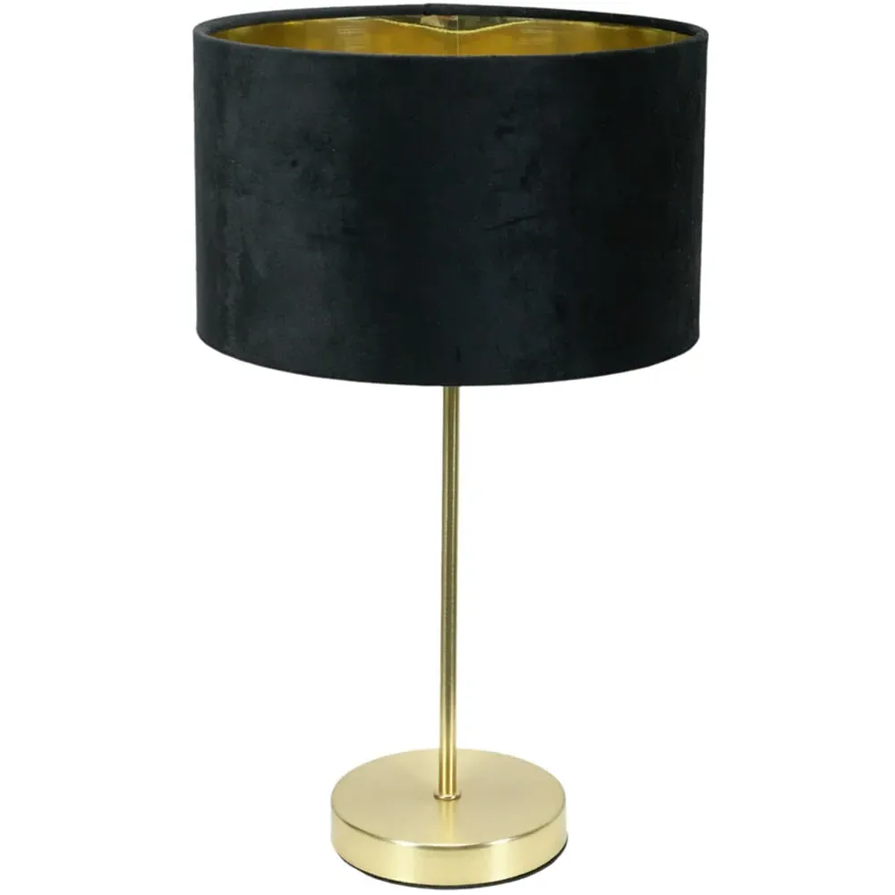 Charlie Table Lamp with Drum Shade - Gold, Velvet