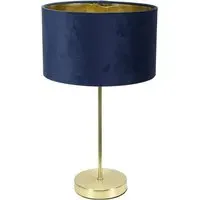 Charlie Table Lamp with Drum Shade - Gold, Velvet