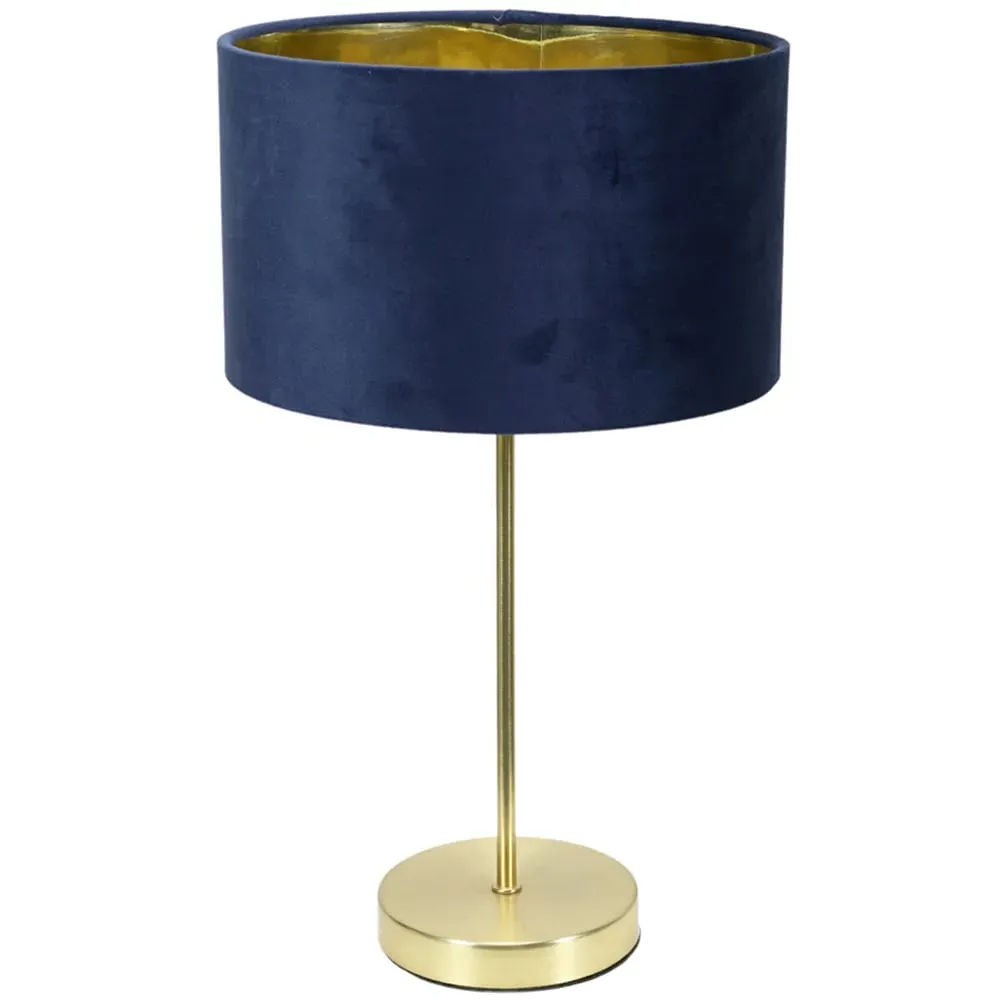 Charlie Table Lamp with Drum Shade - Gold, Velvet