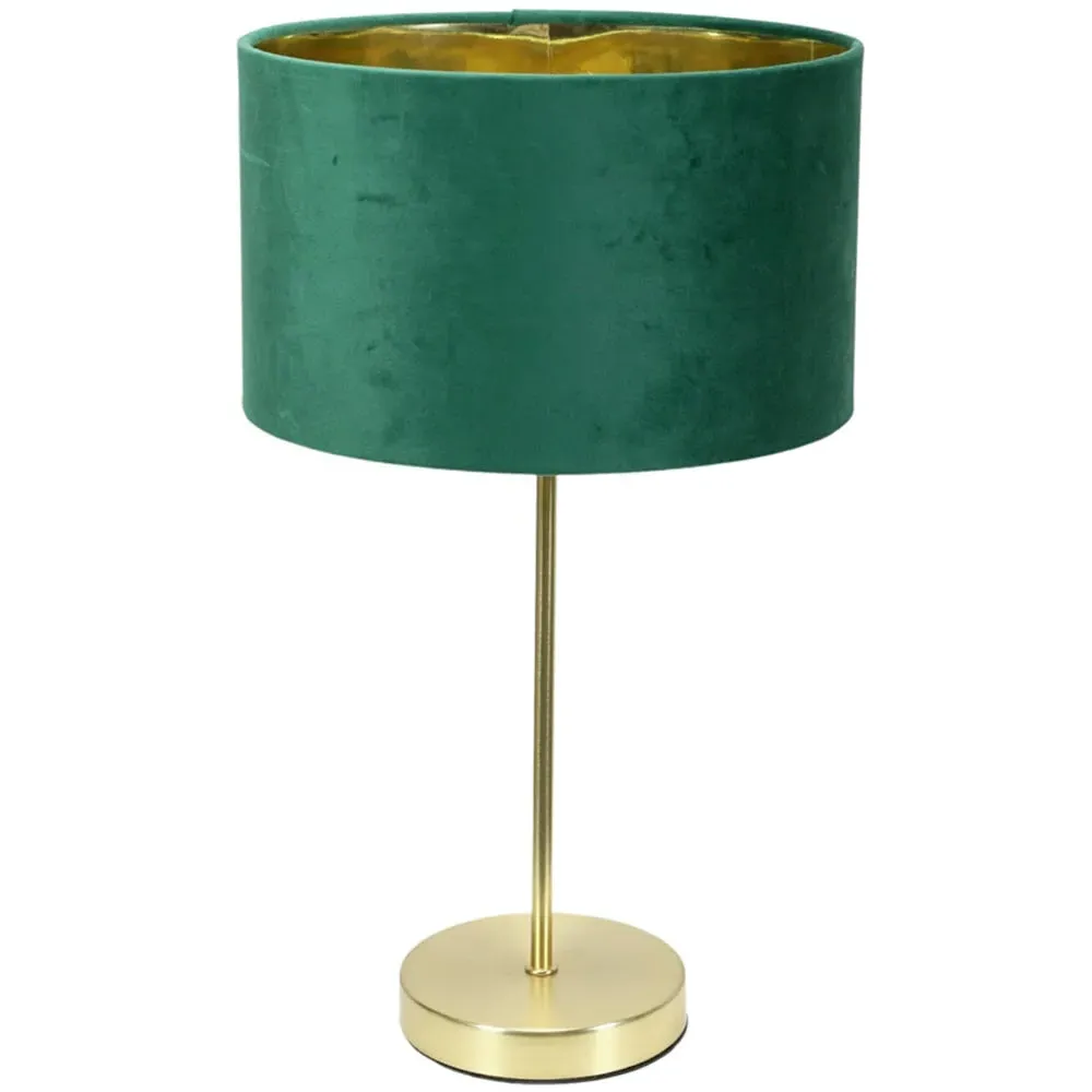 Charlie Table Lamp with Drum Shade - Gold, Velvet