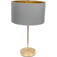 Charlie Table Lamp with Drum Shade - Grey, Gold
