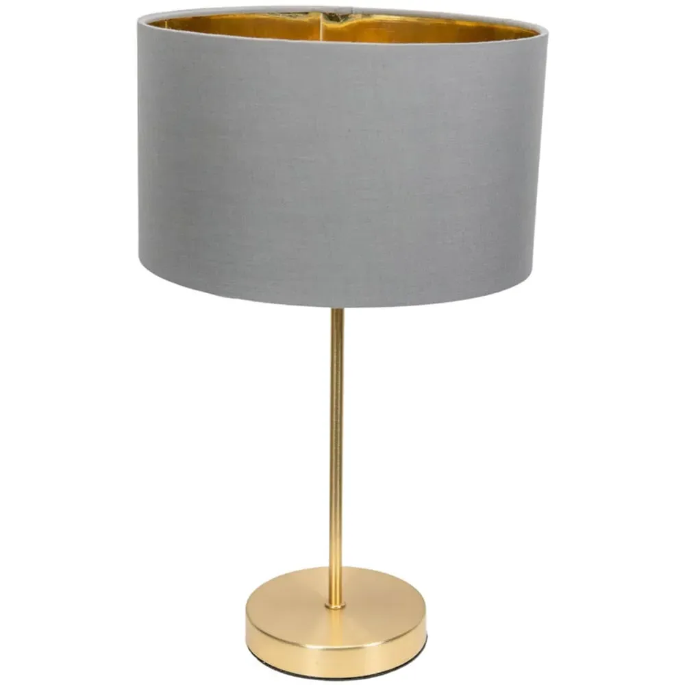 Charlie Table Lamp with Drum Shade - Grey, Gold