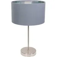 Charlie Table Lamp with Drum Shade - Silver, Chrome