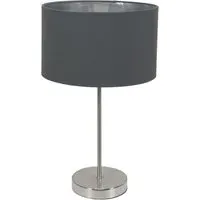 Charlie Table Lamp with Drum Shade - Silver, Chrome