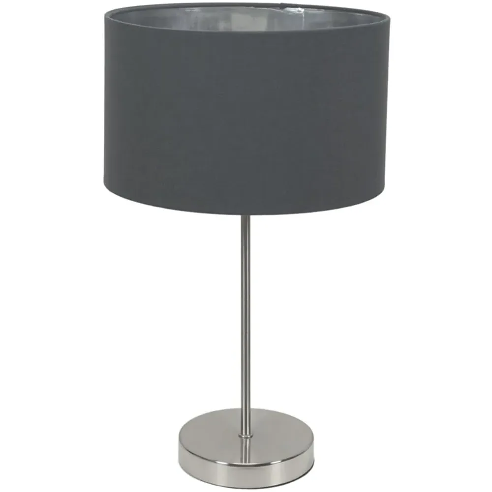 Charlie Table Lamp with Drum Shade - Silver, Chrome