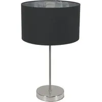 Charlie Table Lamp with Drum Shade - Silver, Chrome