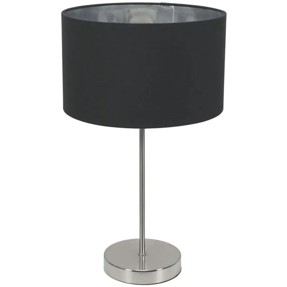 Charlie Table Lamp with Drum Shade - Silver, Chrome