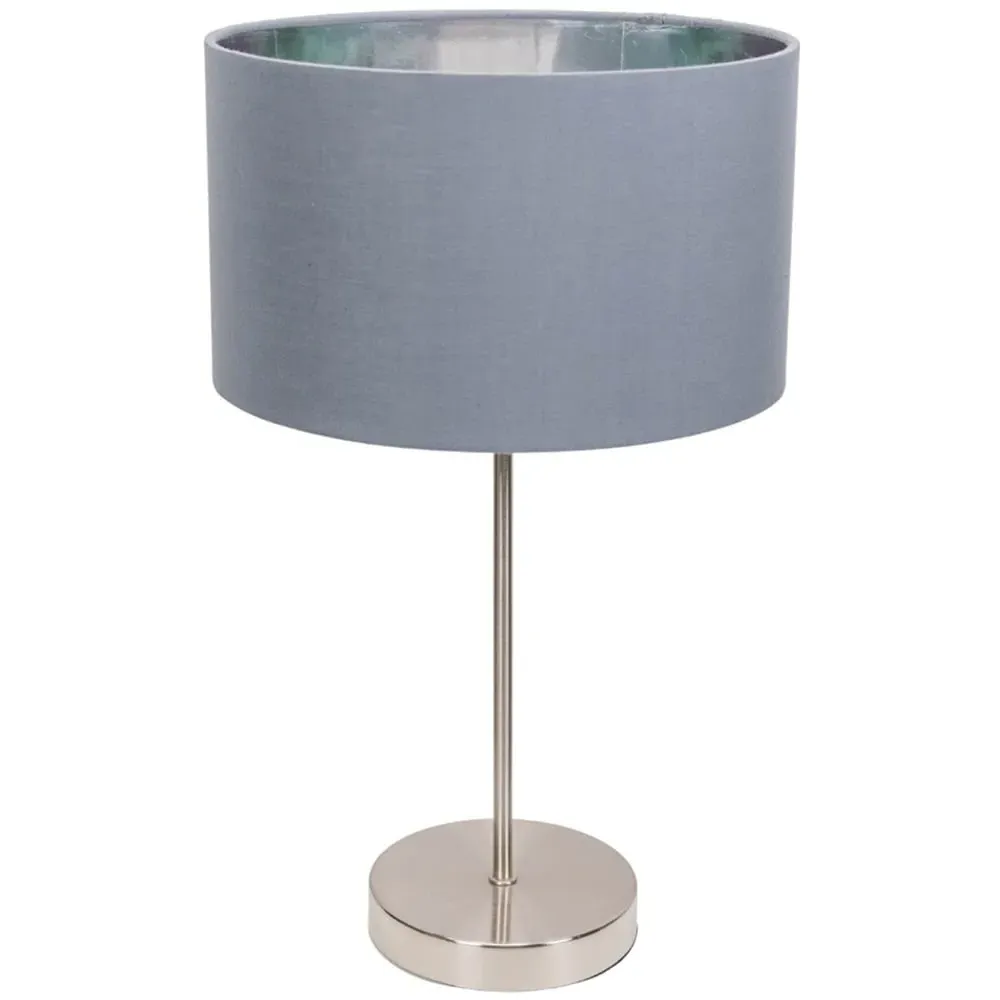 Charlie Table Lamp with Drum Shade - Silver, Chrome