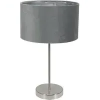 Charlie Table Lamp with Drum Shade - Silver, Velvet