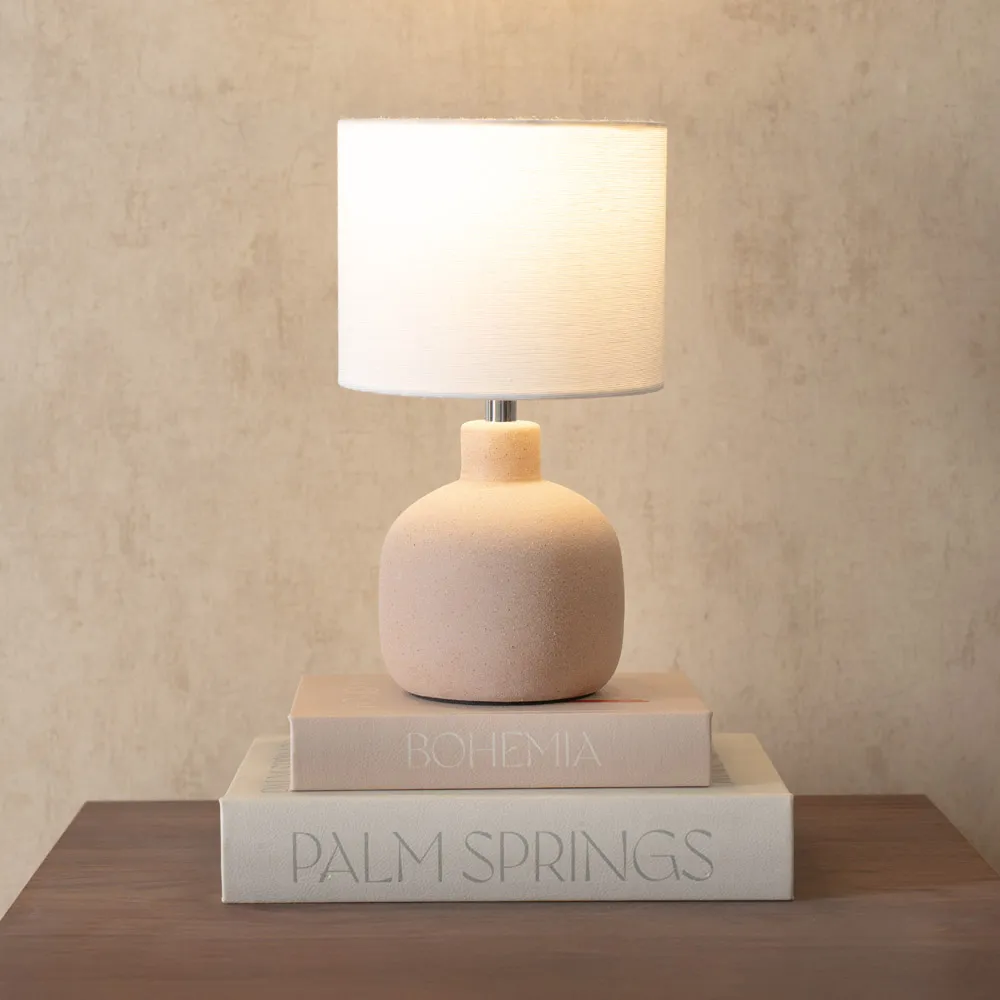 Chelsea Linen Shade LED Table Lamp - Natural, Ceramic