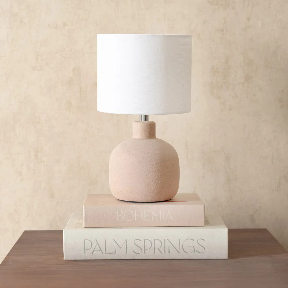 Chelsea Linen Shade LED Table Lamp - Natural, Ceramic