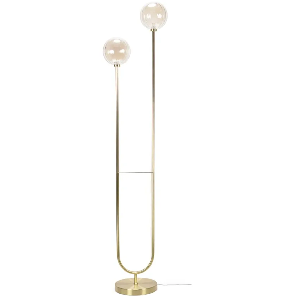 Chessy 2 Way Ribbed Glass Floor Lamp - Gold image