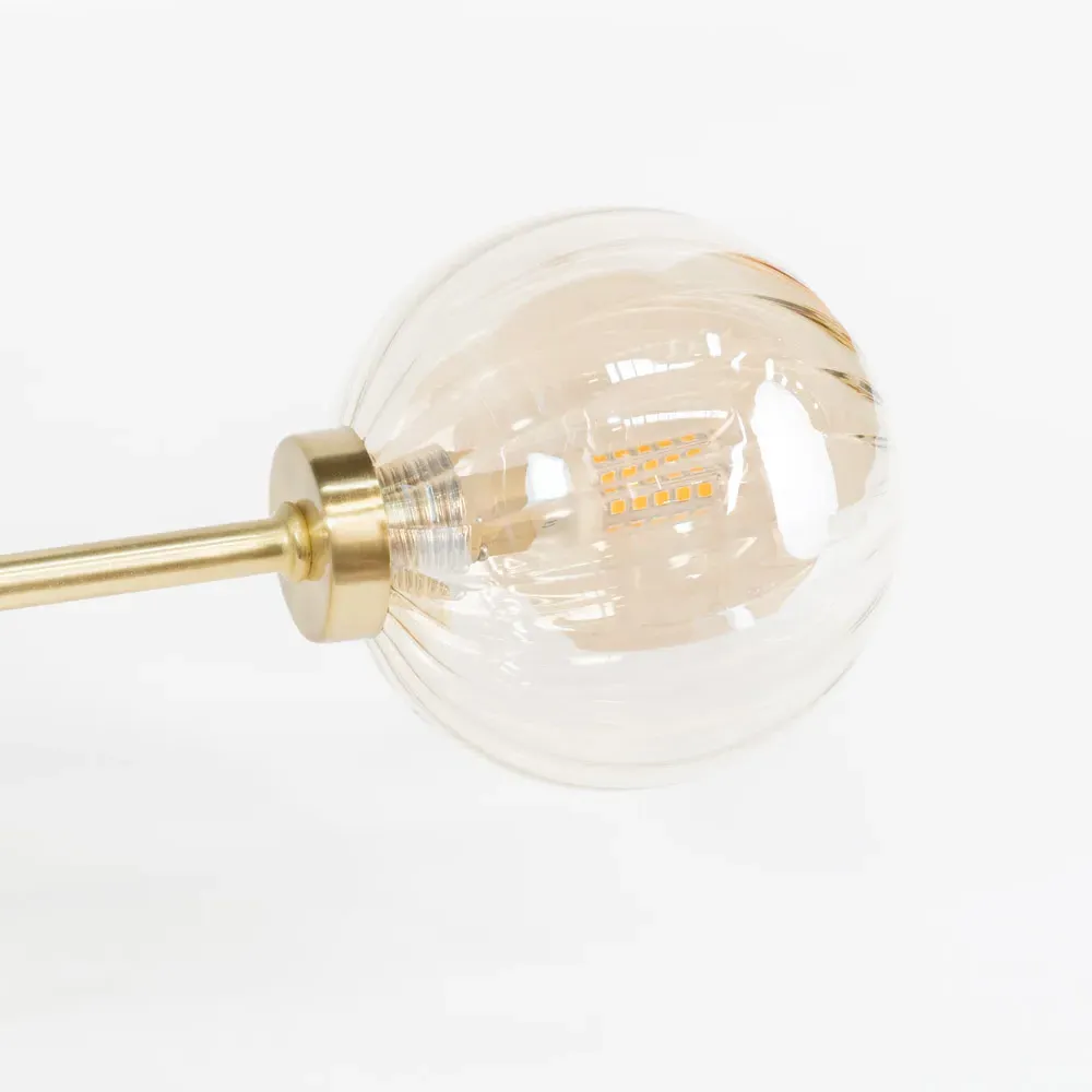 Chessy 2-Way Ribbed Glass Globe LED Ceiling Light - Gold