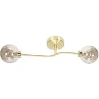 Chessy 2-Way Ribbed Glass Globe LED Ceiling Light - Gold
