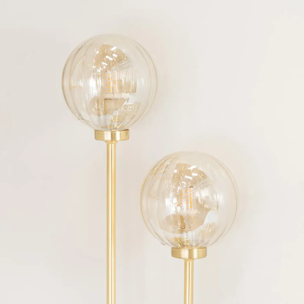 Chessy 2-Way Ribbed Glass Globe Stem LED Table Lamp - Gold