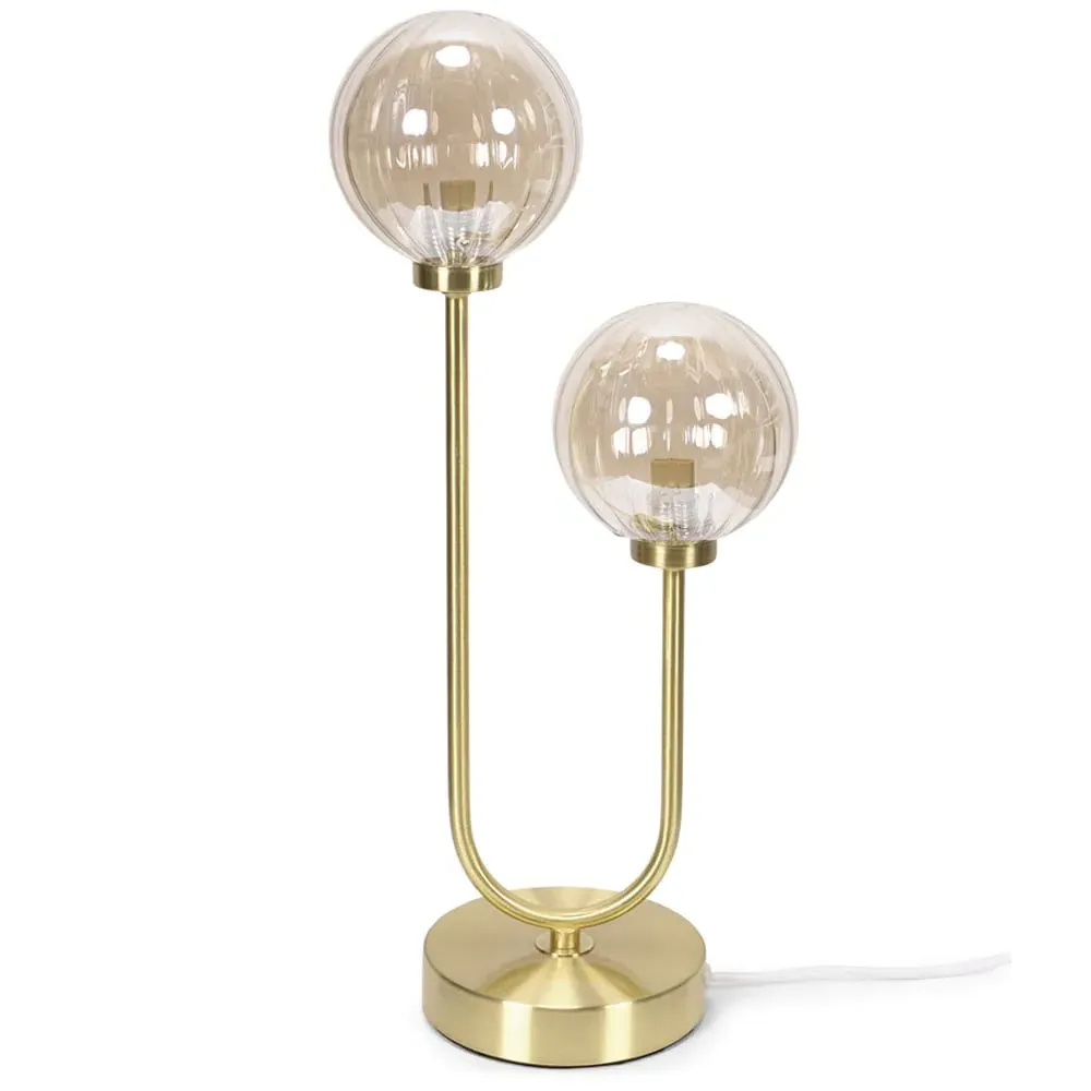 Chessy 2-Way Ribbed Glass Globe Stem LED Table Lamp - Gold