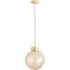 Chessy Ribbed Glass Globe Capped LED Pendant Light - Gold