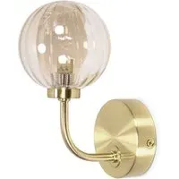 Chessy Ribbed Glass Globe Stem LED Wall Light - Gold