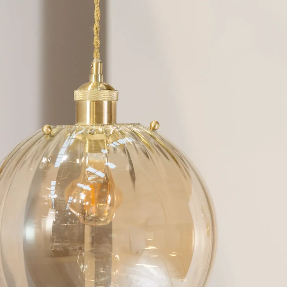 Chessy Ribbed Globe Pendant Shade - Gold