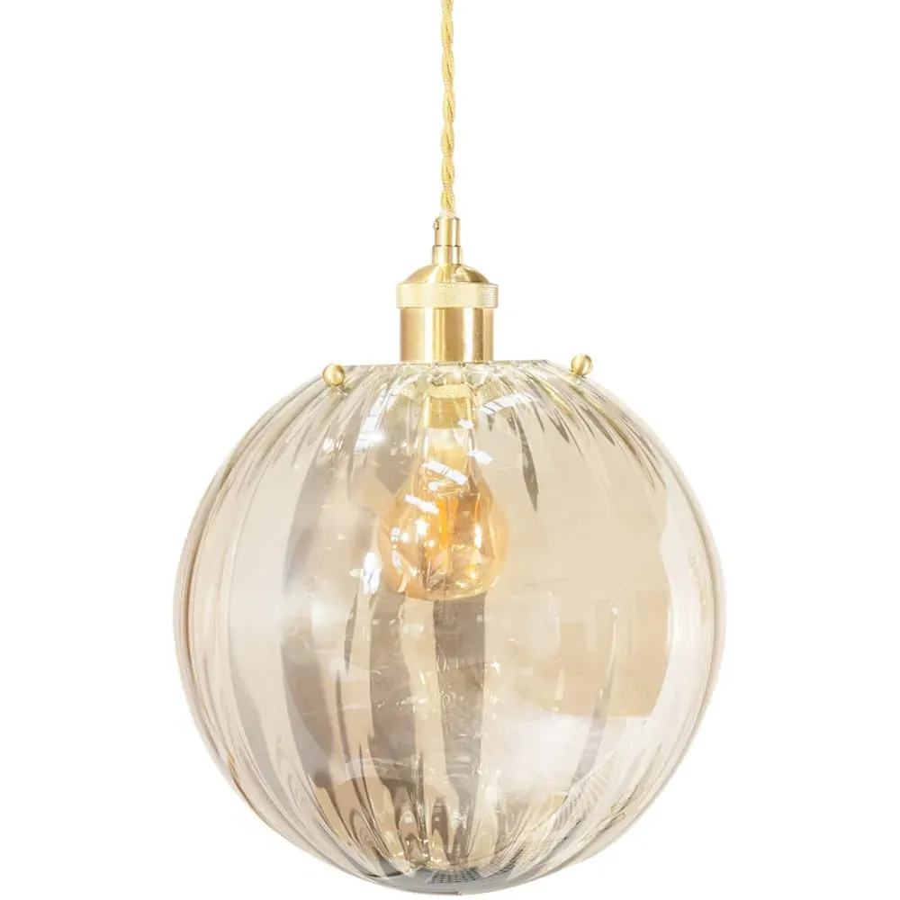 Chessy Ribbed Globe Pendant Shade - Gold image