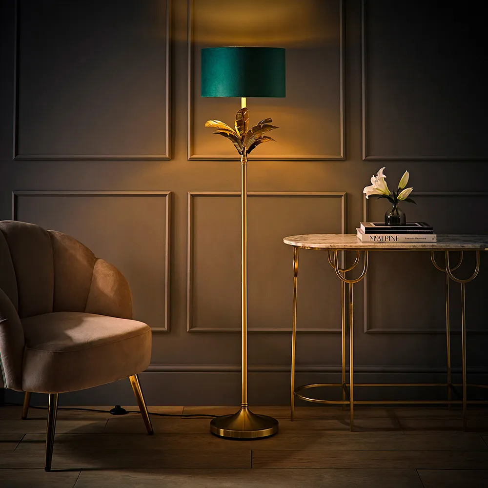 Christina Palm Leaf Floor Lamp - Green, Gold