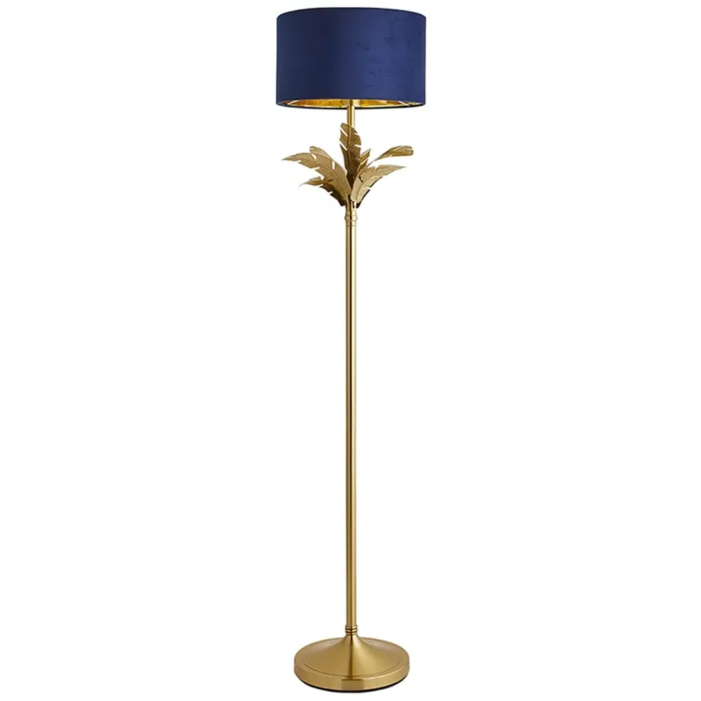 Christina Palm Leaf Floor Lamp - Navy, Gold