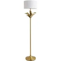 Christina Palm Leaf Floor Lamp with Bulb - White, Gold