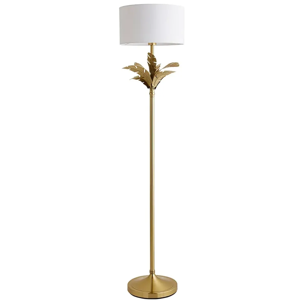 Christina Palm Leaf Floor Lamp with Bulb - White, Gold
