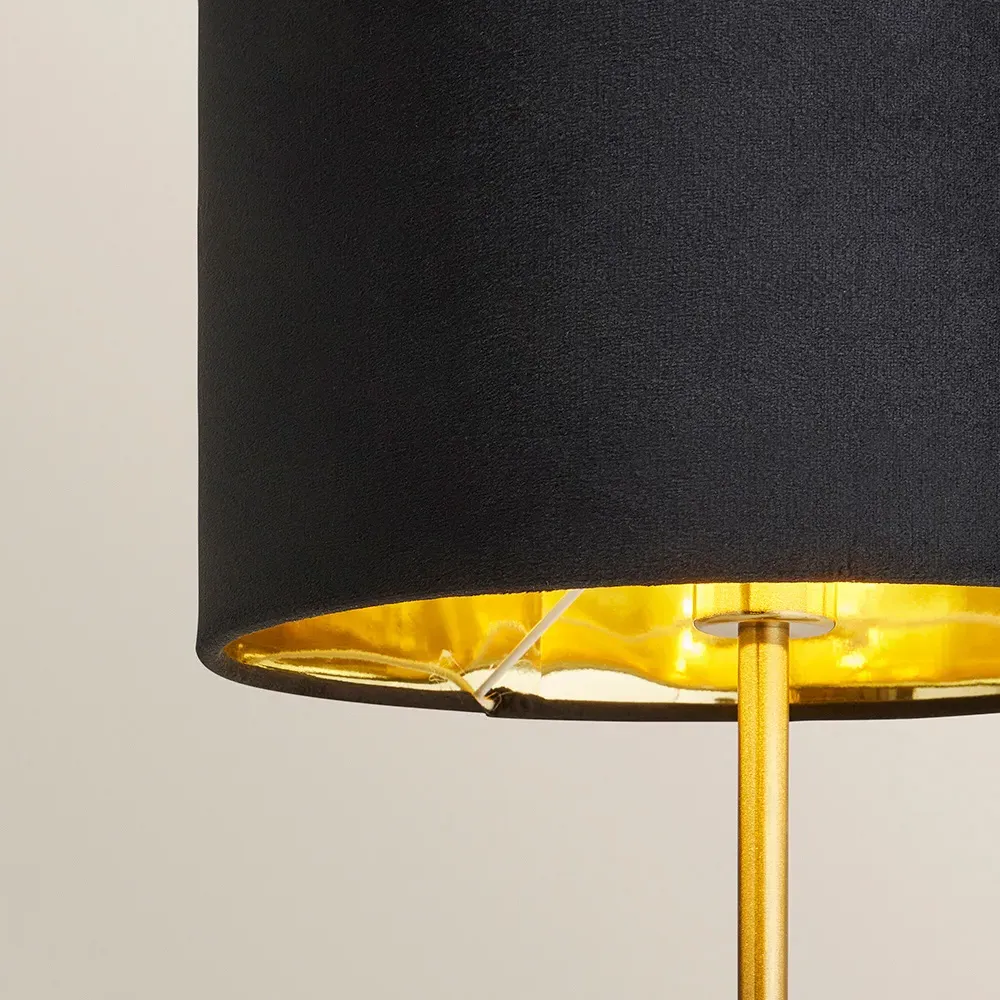 Christina Palm Leaf Table Lamp - Black, Velvet