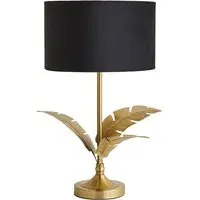 Christina Palm Leaf Table Lamp - Black, Velvet