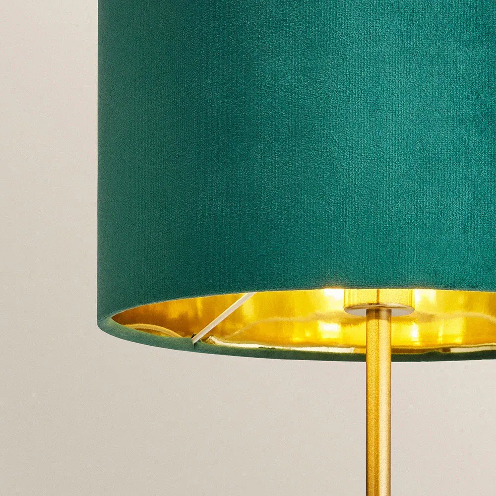 Christina Palm Leaf Table Lamp - Green, Velvet