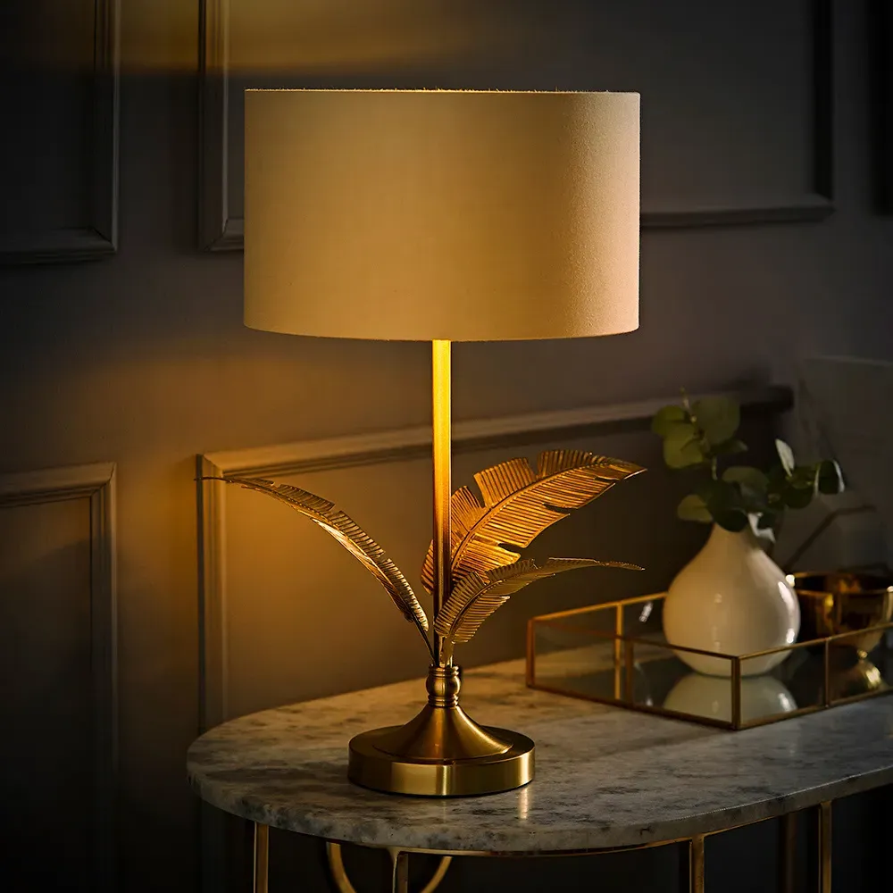 Christina Palm Leaf Table Lamp - Natural, Gold