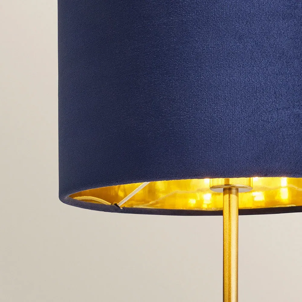 Christina Palm Leaf Table Lamp - Navy, Velvet
