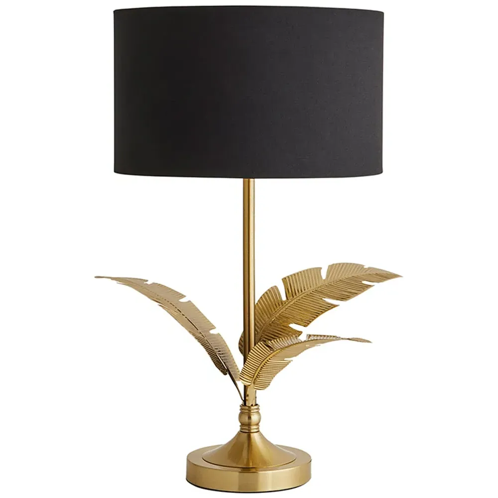 Christina Palm Leaf Table Lamp with Bulb - Black, Gold image