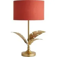 Christina Palm Leaf Table Lamp with Bulb - Rust Red, Gold