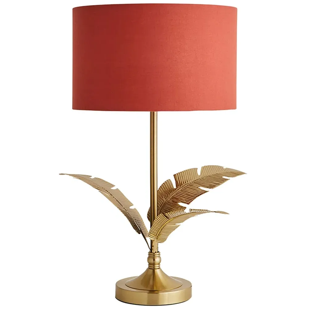 Christina Palm Leaf Table Lamp with Bulb - Rust Red, Gold image