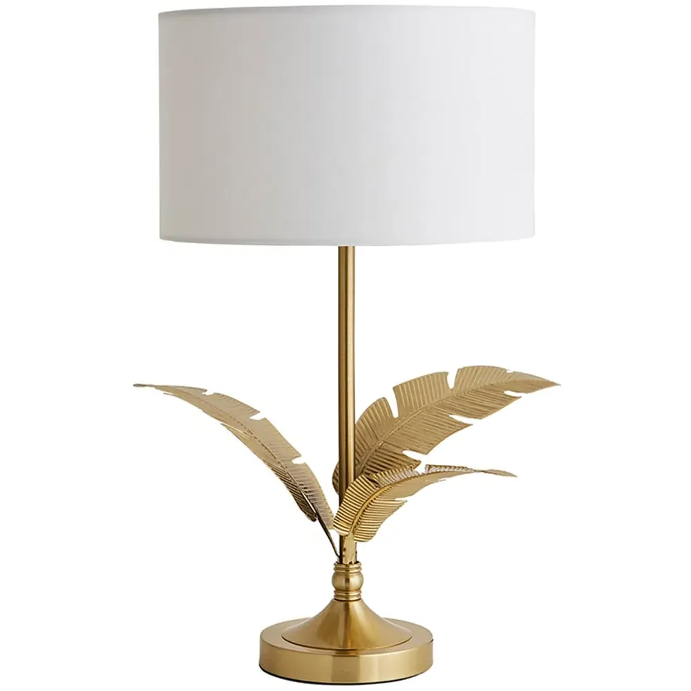 Christina Palm Leaf Table Lamp with Bulb - White, Gold