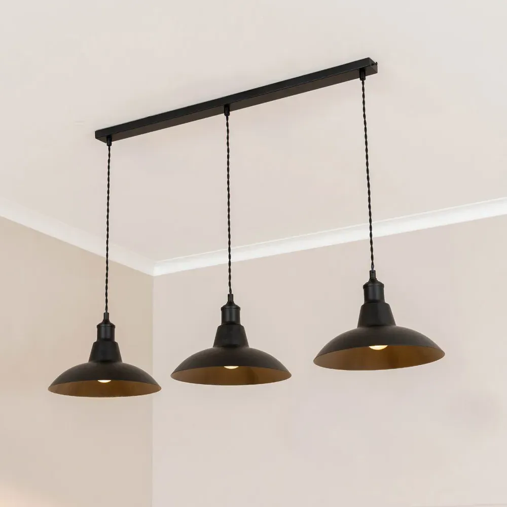Civic 3 Drop Diner Bar LED Ceiling Pendant Light - Black