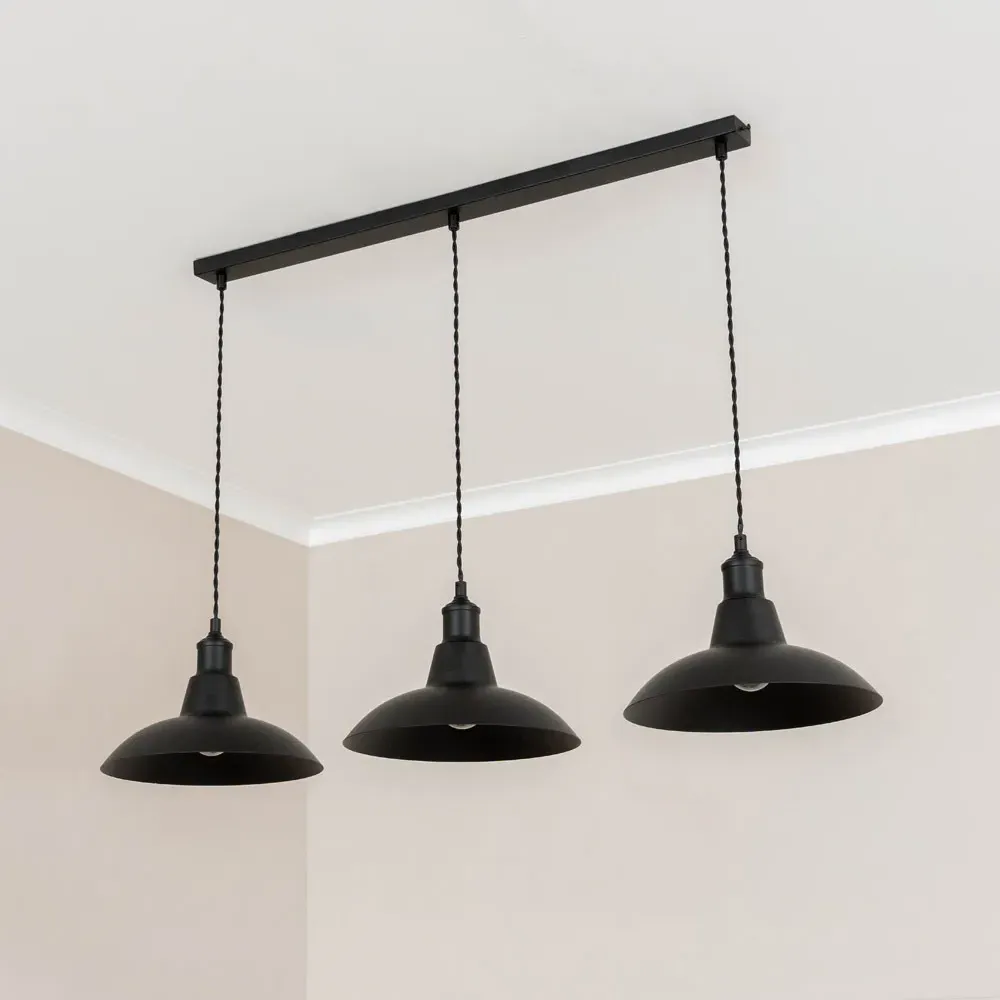 Civic 3 Drop Diner Bar LED Ceiling Pendant Light - Black