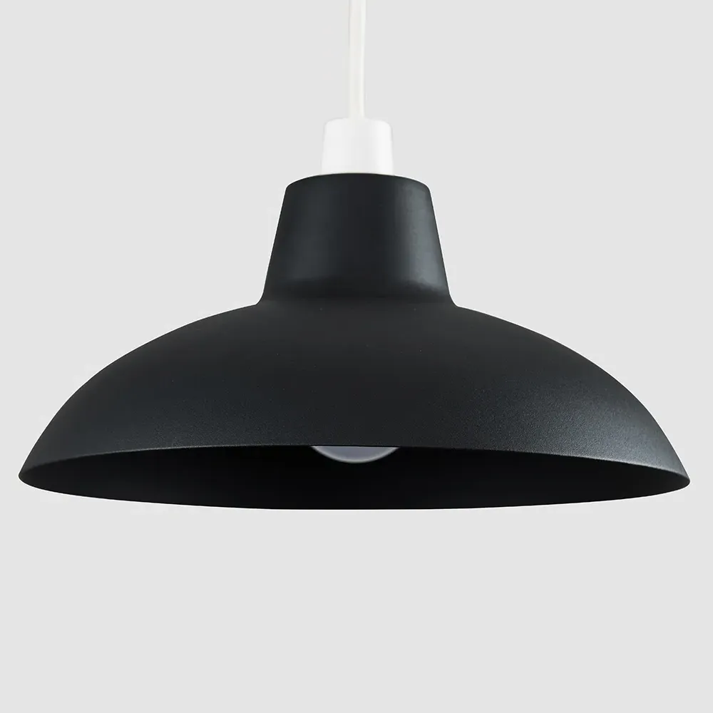 Civic Retro Pendant Light Shade - Matt Black