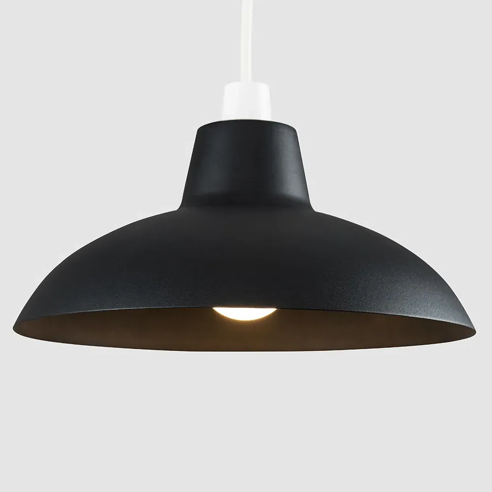Civic Retro Pendant Light Shade - Matt Black