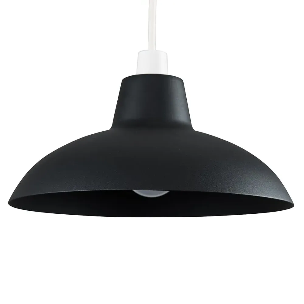 Civic Retro Pendant Light Shade - Matt Black
