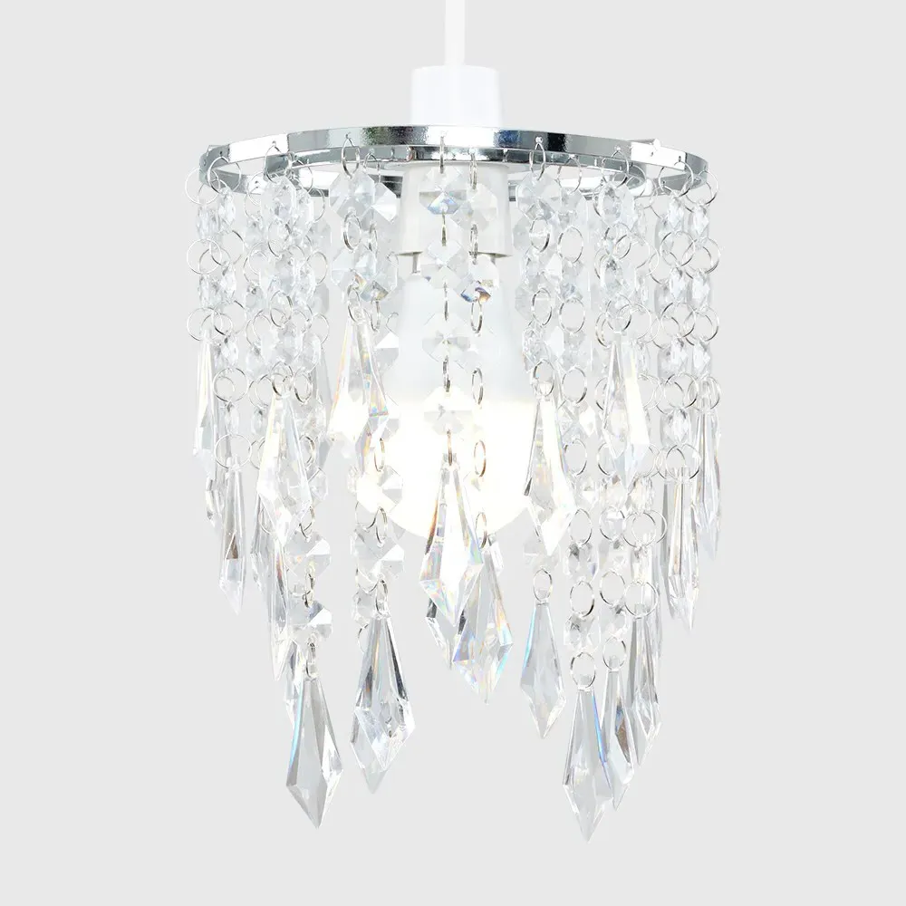 Clear Acrylic Droplet Ceiling Pendant Light Shade - Silver
