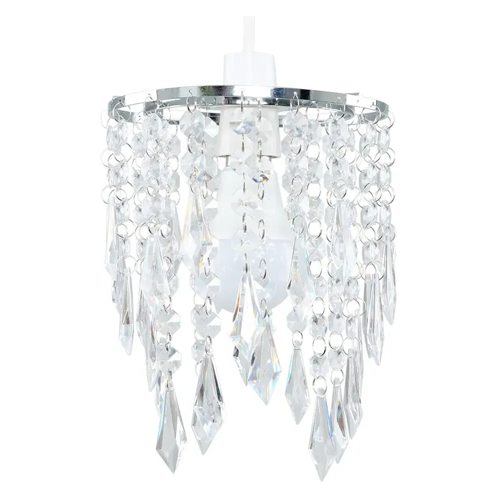 Clear Acrylic Droplet Ceiling Pendant Light Shade - Silver