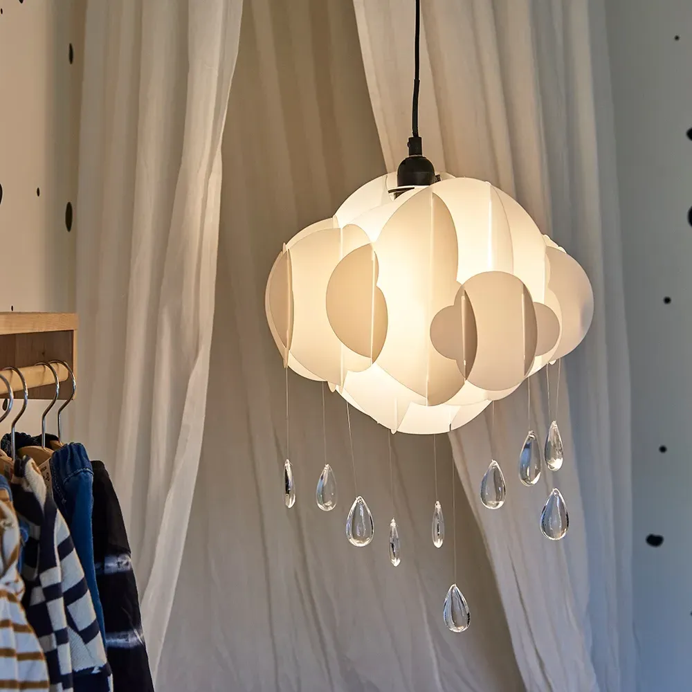 Cloud Pendant Light Shade with Rain - White, PVC