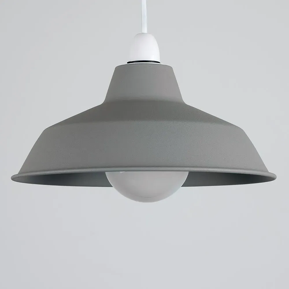 Colby Ceiling Pendant Light Shade - Grey, Metal