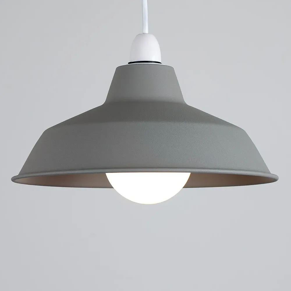 Colby Ceiling Pendant Light Shade - Grey, Metal